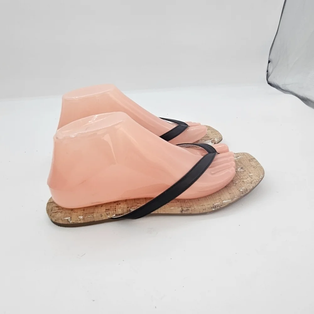 Korks Winnie Flat Flip Flop Sandals Black/Cork Women’s Size 8 Preowned